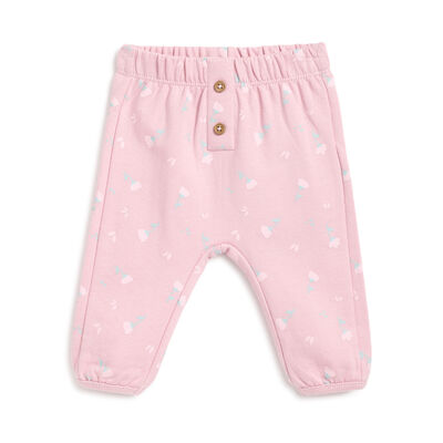 Girls Medium Pink Printed Long Trousers